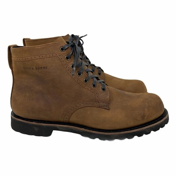 NEW Broken Homme Tydus Brown Nubuck Leather Boots Ankle Lace Up Men's Size 13 - Picture 1 of 10